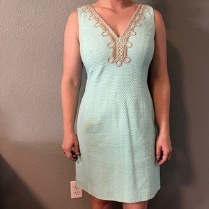 Lily Pulitzer seafoam dress with gold detailing